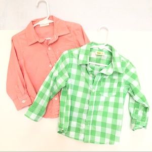 Button-down long sleeve shirts, set of 2